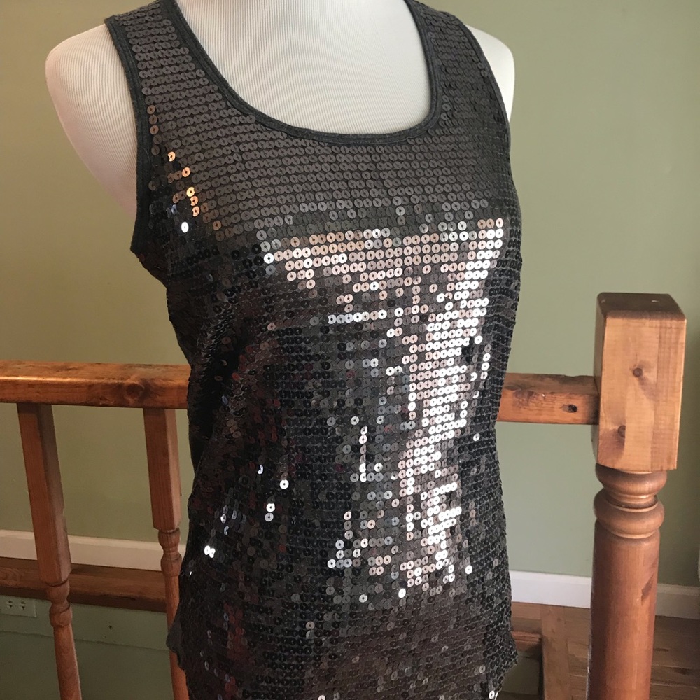 Michael Kors sequin tank top in dark grey - Picture 2 of 5
